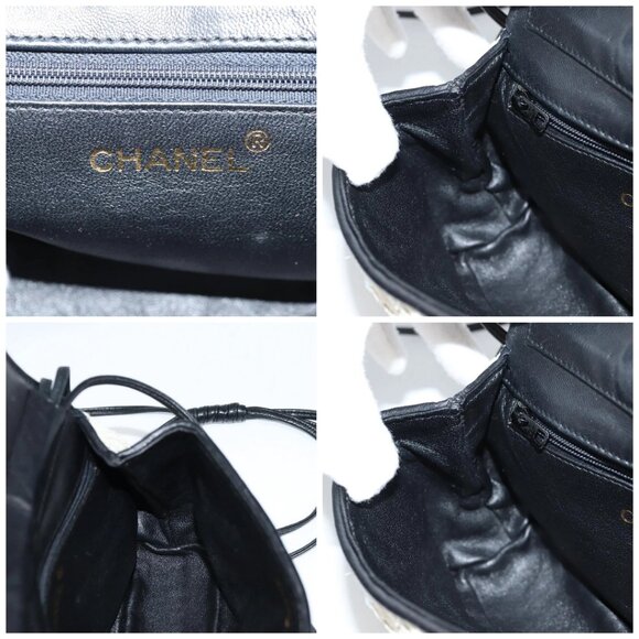 CHANEL Sequin Shoulder Bag Leather White Gold CC Auth 140995 - Picture 16 of 16